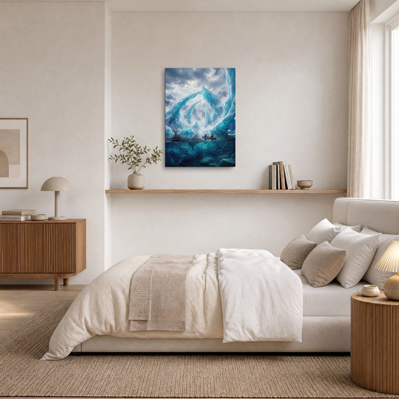 «Blue Ice Arch Canoe Underwater View», art mural, H 24 po x l 16 po