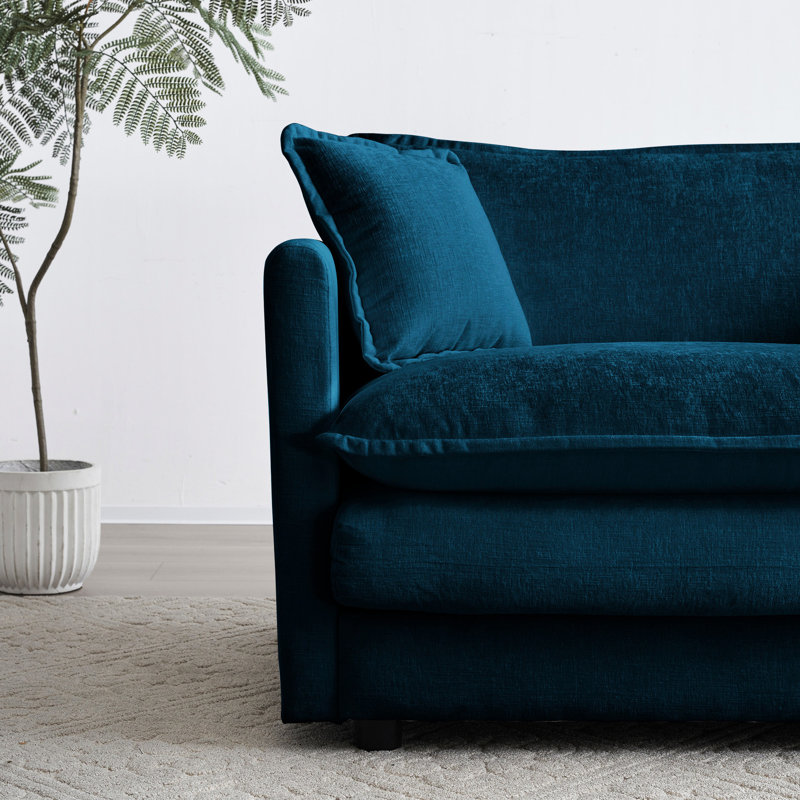 3 pièces en bleu, 2 chaises avec accoudoirs et 1 2, revêtement en chenille, fabrication en bois massif, matériau de qualité, éponge relaxante, pour salon bleu - coussins élégants et fabrication de jet respirant