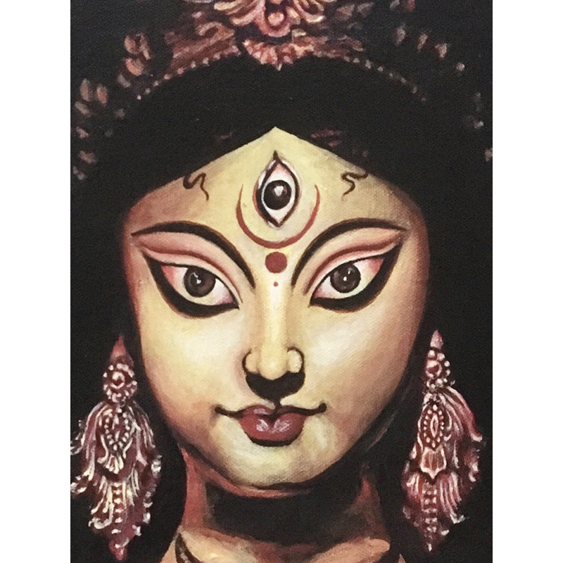 Déesse Durga, peinture à l'huile sur toile | Art par Amit Suthar