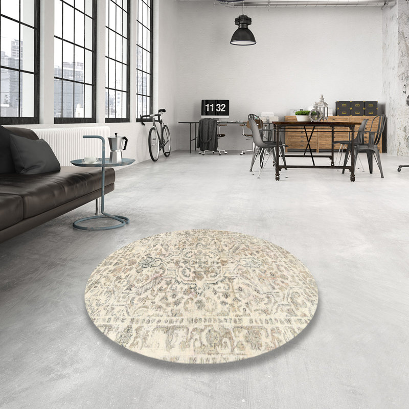 Tapis oriental beige Orono, Rond 7 pi