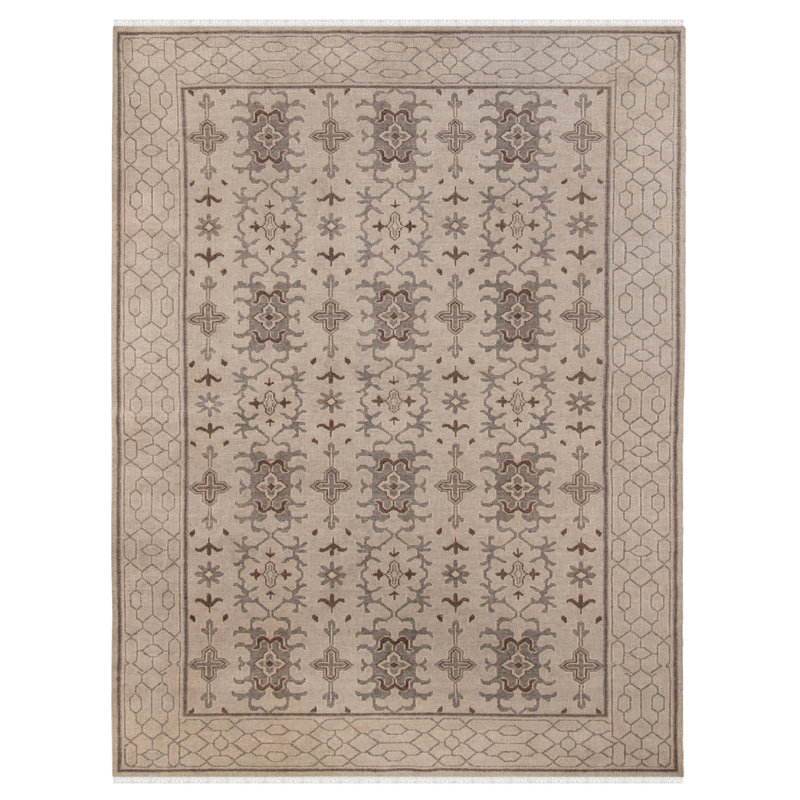 Tapis taupe noué à la main Westhampton, Rectangle 9 pi x 12 pi