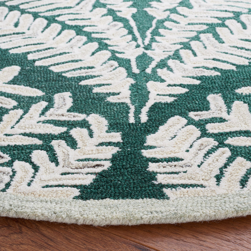 Jahwan Hand Tufted Wool Floral Rug, Round 5'