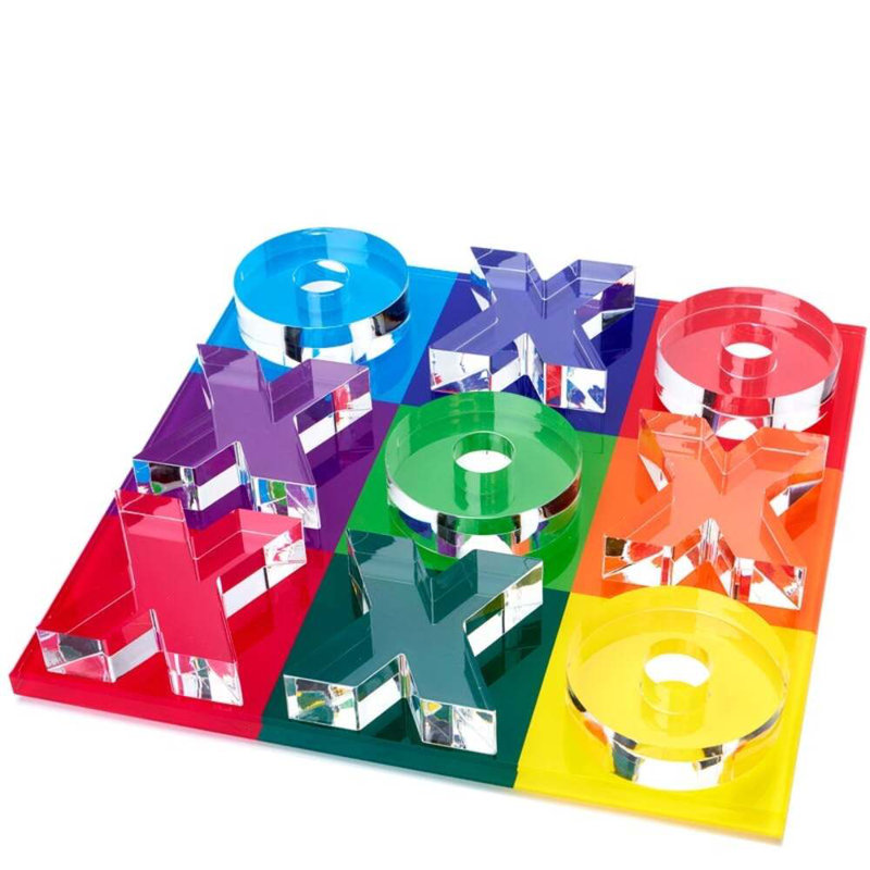 Tara Wilson Designs 2 Player Acrylic Tic Tac Toe, Blue/Green/Red