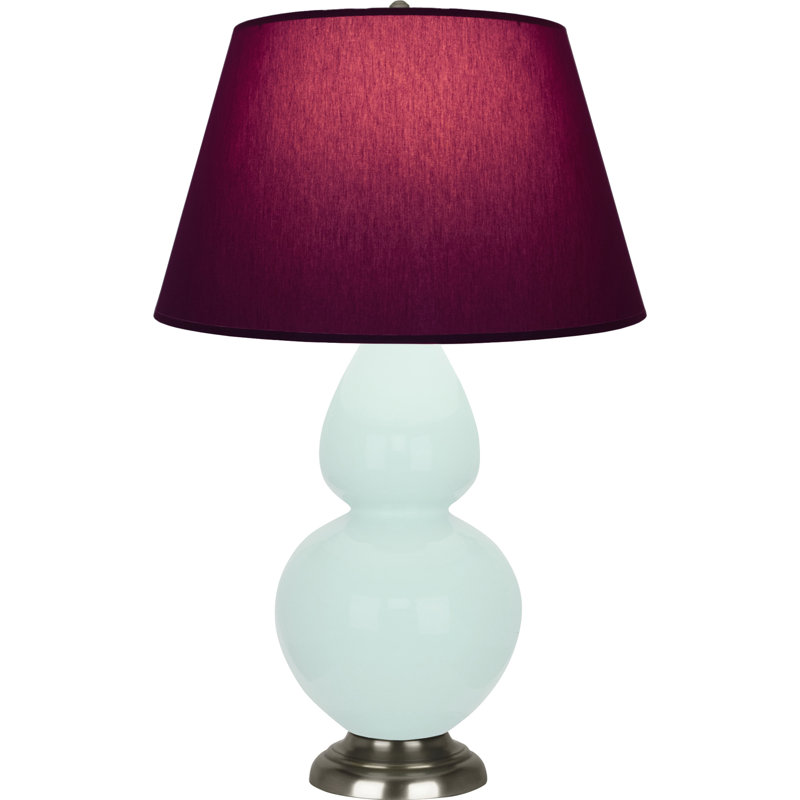 Lampe de table double gourde en céramique, Prune / lavande, Argent argent, Menthe glacée
