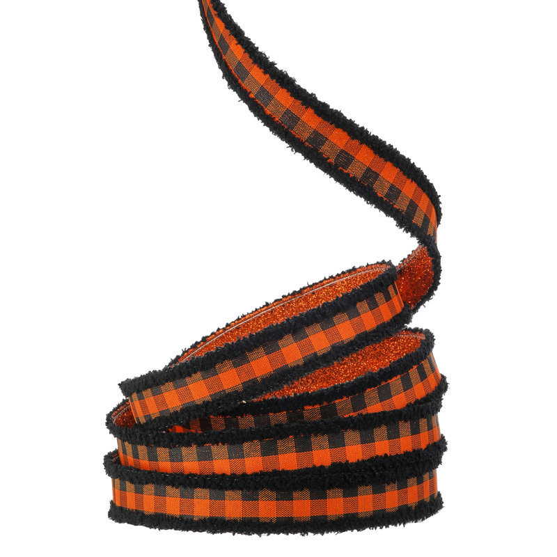 1"x10Y Glitter With Plaid Halloween Ribbion
