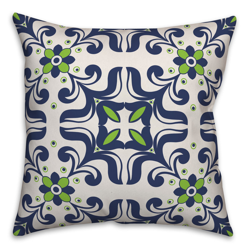  Coussin décoratif intérieur / extérieur Tile, Polyester / Bourre en polyester, 18 po x 18 po