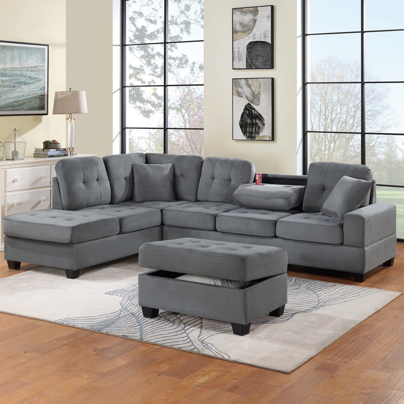 Ensemble de canapé modulaire réversible en microfibre 3 pièces