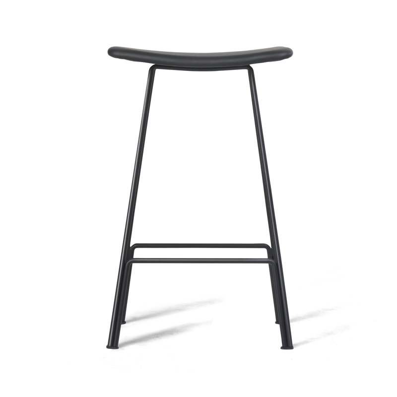 Tabouret Canaria, Noir, Noir, Tabouret de comptoir (siège d'une hauteur de 27 p