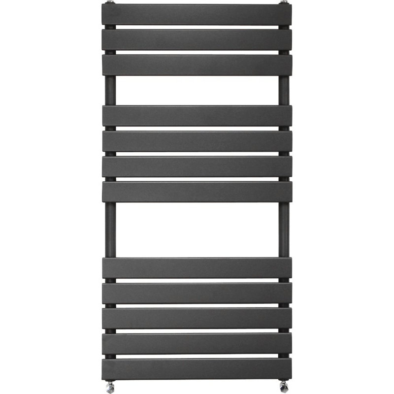 Flat Panel Heated Towel Rail Radiator Bathroom Warmer, Black, 120cm H x 45cm W x 6.2cm D