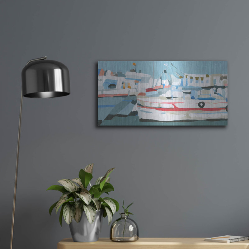  «Bright Bateaux 1» par Emma Caroline, art mural en métal, 24 po x 12 po, H 12 po x l 24 po