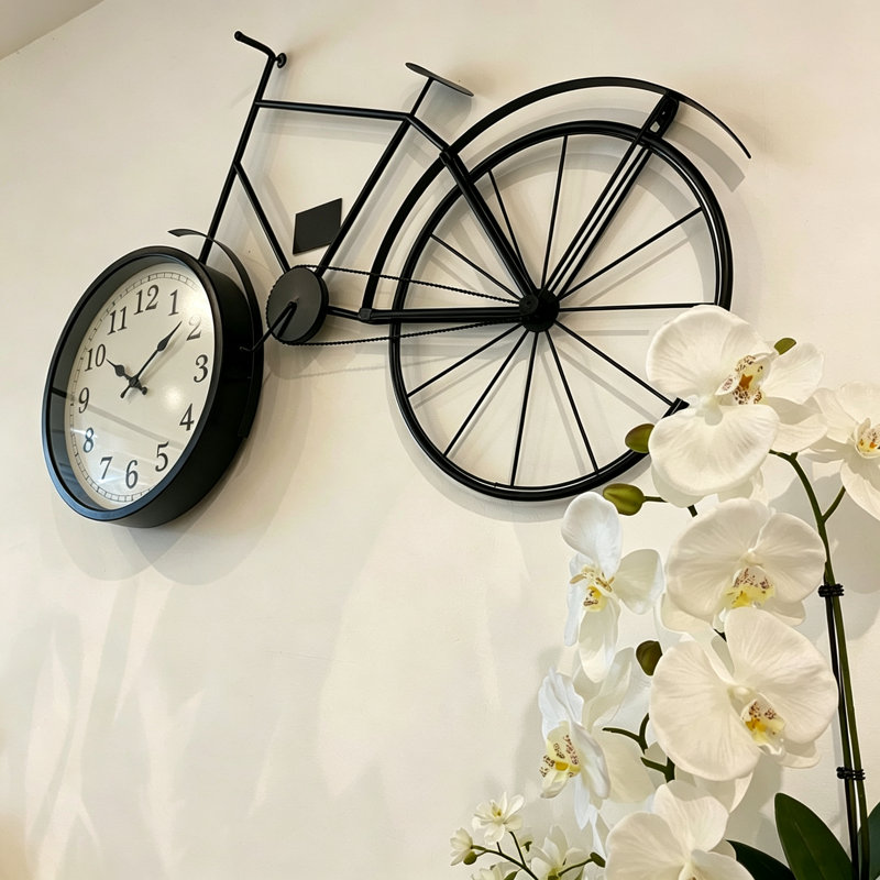 Stylish Large Black Bicycle Wall Clock – 80cm - Metal Clock