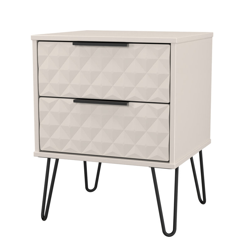 Harlequin 45cm W Manufactured Wood Bedside Table, Beige