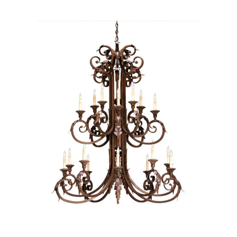 Serratina 20 - Light Chandelier, Rustic Iron, No Shade