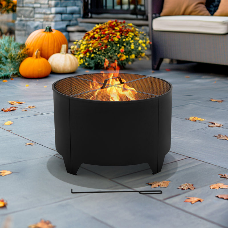 Sunjoy 26in. Kelton Firepit with PVC Cover, Black