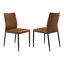 Chaise de salle à manger rembourrée en similicuir brun, pieds en métal noir, livrée montée, idéale pour la cuisine, hauteur d'assise 46 cm, multifonctionnelle, entièrement assemblée, hauteur 86 cm