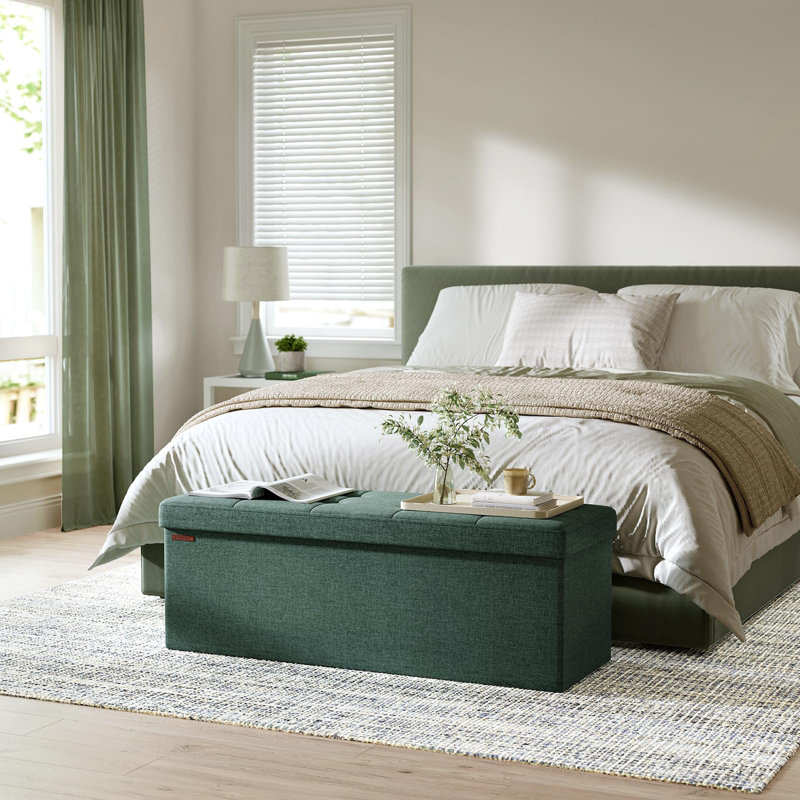 Banc de rangement avec repose-pieds 43 pouces, Vert
