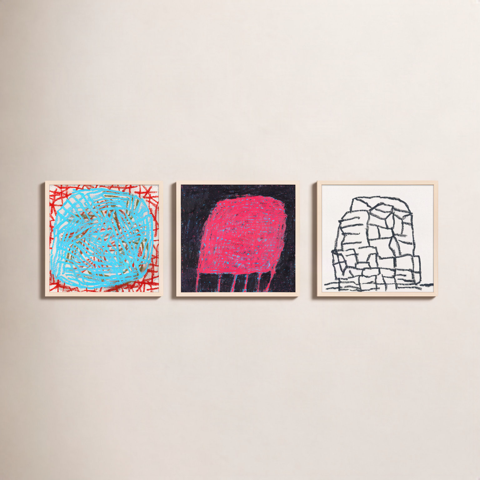 Dreya "Love Bug" 3-Piece Print Set, 30" H x 90" W  x 1.25" D, Maple