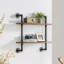 Wrightstown 2 Piece Floating Shelf Industrial Rustic Brown Pipe Home Furniture