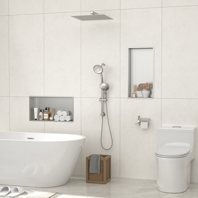 Niche de douche rectangulaire 24 po x 12 po en acier inoxydable, Argent