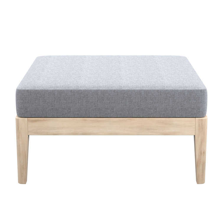 Jurgen Acacia Outdoor 30" Ottoman Coffee Table with Cushion