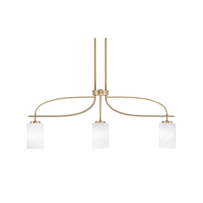 Cavella 3 Light Island Light Shown With 4" White Glass