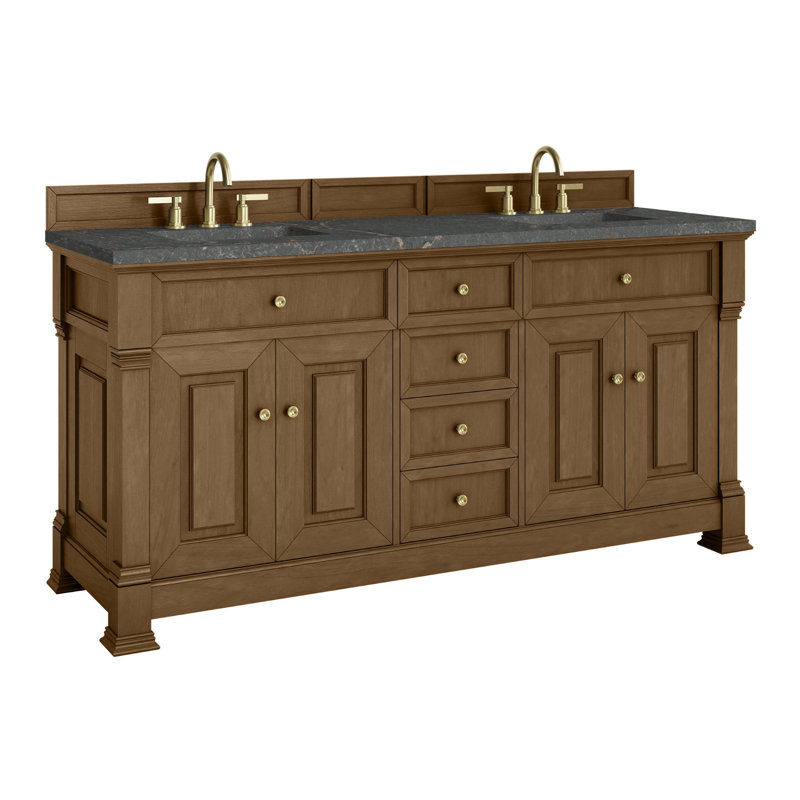 Brookfield 72'' W Double Vanity, Honey Oak, Parisien Bleu