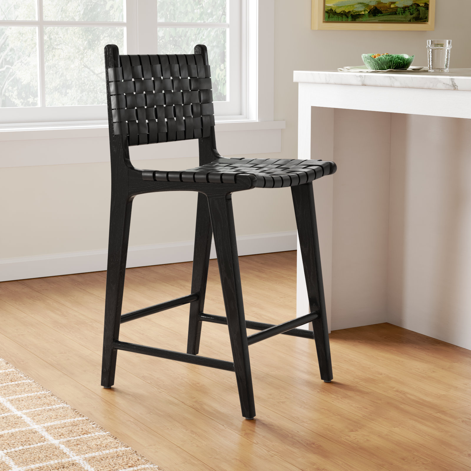  Leather Stool, Havana Black / Black