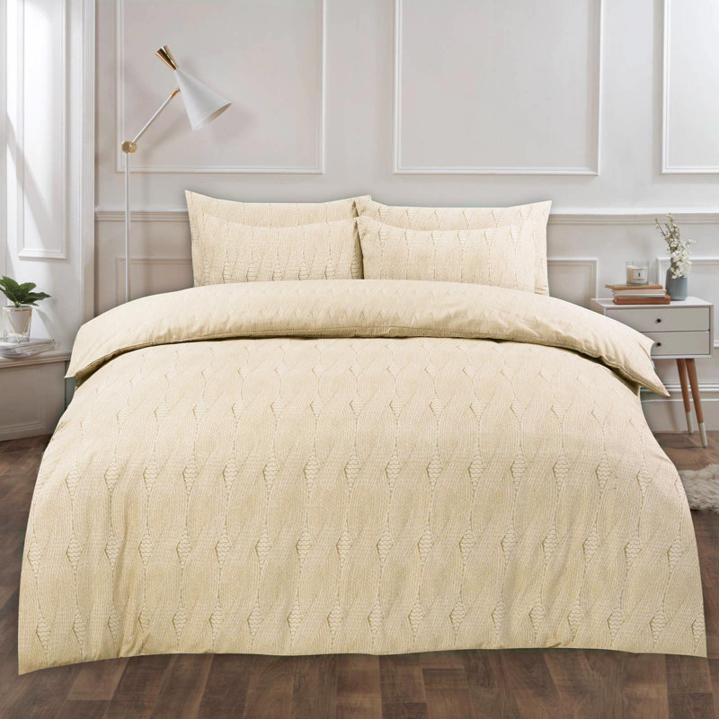 Perri Solid Colour Duvet Cover Set with Pillowcases, Cream, Super King Duvet Cover