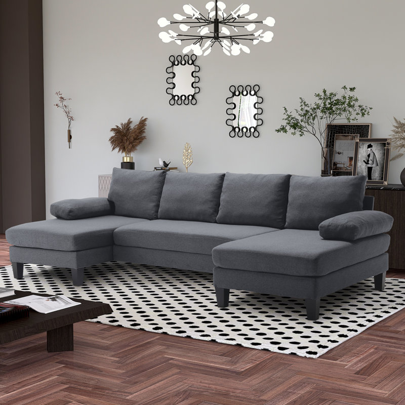 Canapé modulaire 3 pièces rembourré, Polyester gris foncé