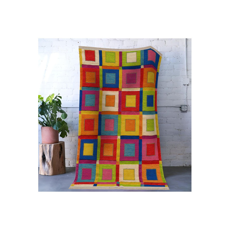 Tapis décoratif lavable à la machine multicolore, Sous-tapis rectangulaire 4 pi 7 po x 6 pi 7 po inc