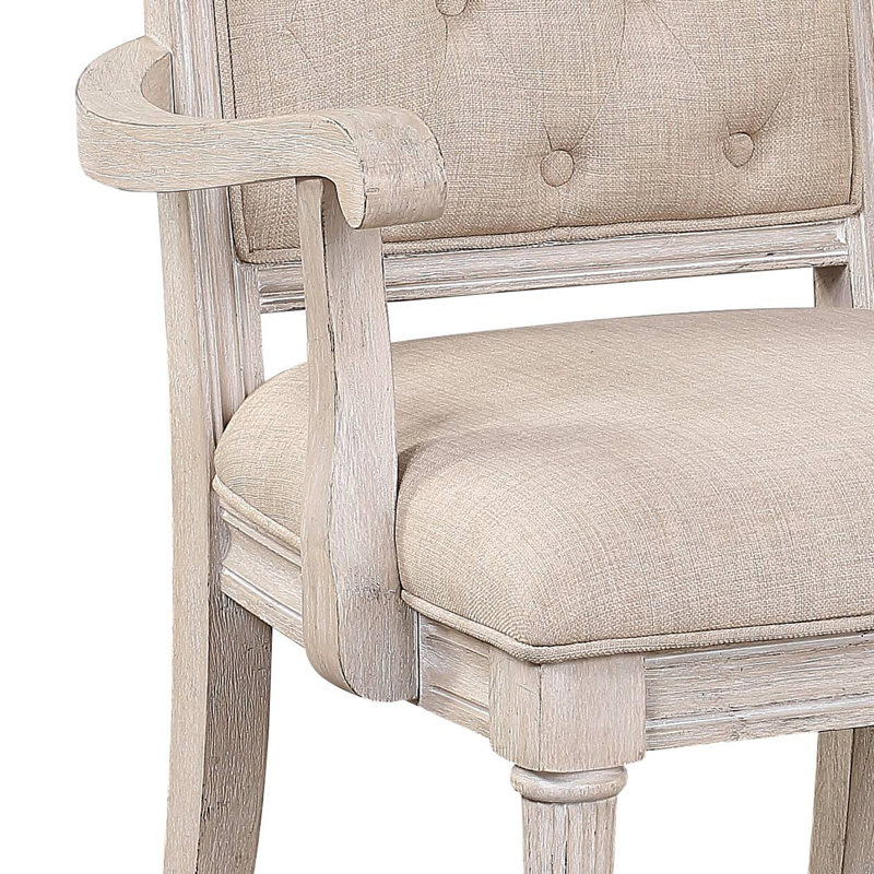Chaise avec accoudoirs au fini blanc antique Wynsor (ensemble de 2)