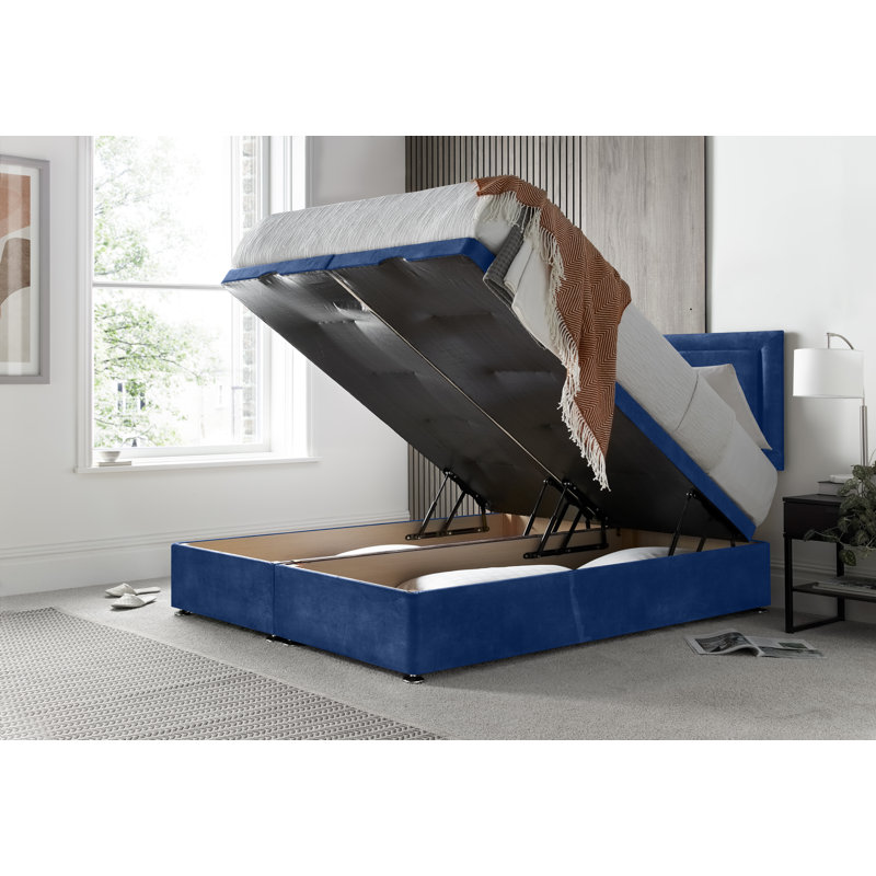 Regent Border Conistan Divan Ottoman with Headboard on Struts, Blue, Kingsize (5')