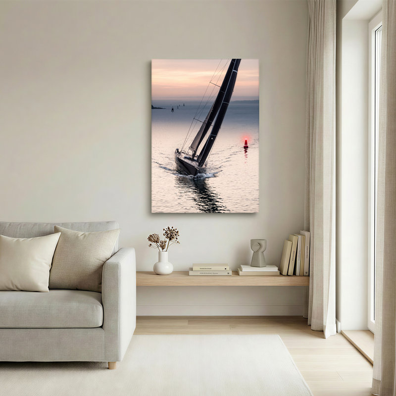 Art mural sur toile, voilier noir, H 24 po x l 16 po