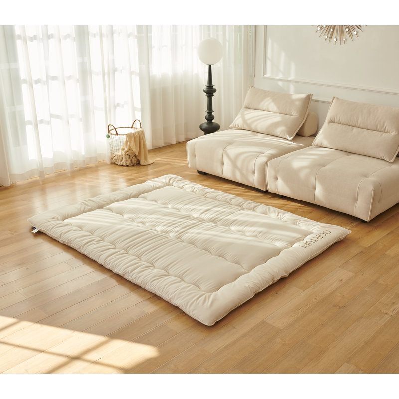 Matelas de plancher japonais pour lit futon double, matelas Tatami pliable, enroulable, pour lit adulte, lit d'invité, dortoir, camping beige