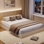 Base de lit en bois, lit plateforme en bois avec design cannelé, base de lit avec support d'étude, aucun sommier tapissier requis