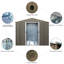 Remise de rangement en métal 8 pi x 10 pi avec structure en acier galvanisé robuste, fenêtre, évents perforés pour une circulation optimale, cadenas à portes coulissantes simple pour assembler la structure à l'extérieur-126422955