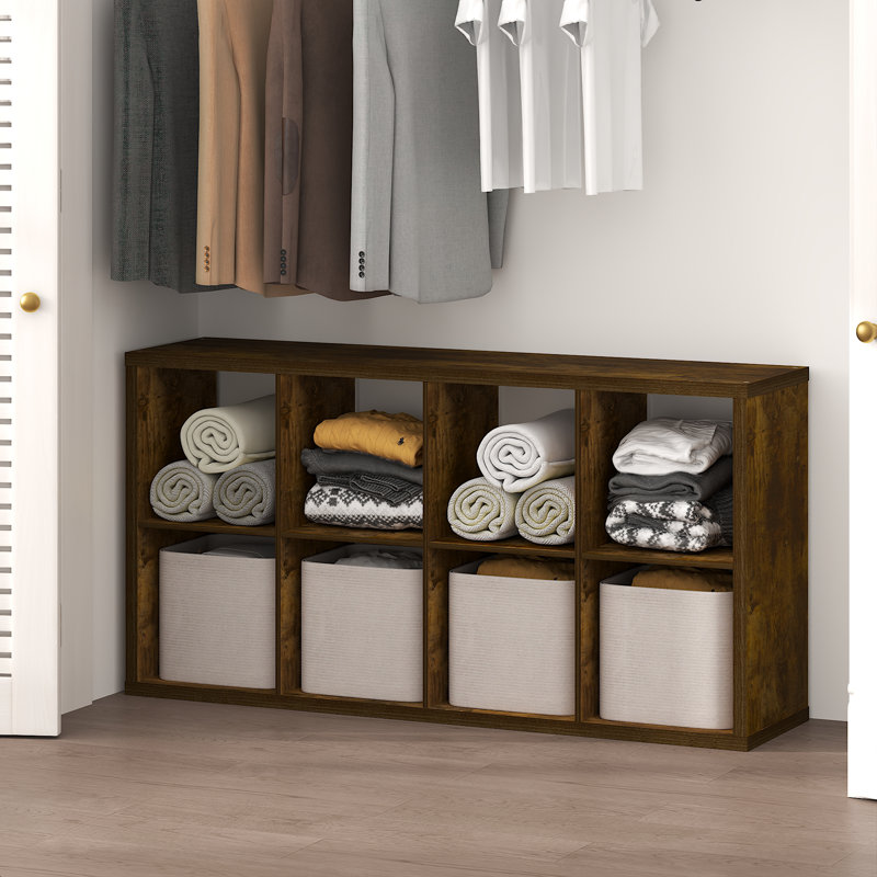 Furinno CUBIC Closet Organizers and Storage, 8-Cube Closet Organizer, Open Shelf Closet Storage, Extra Thick Frame for Wardrobe, Bedroom, Living Room, Amber Pine