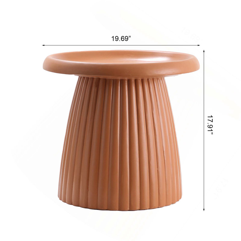 Table d'appoint à piédestal cannelé en magnésium avec texture nervurée verticale pour les espaces de vie modernes