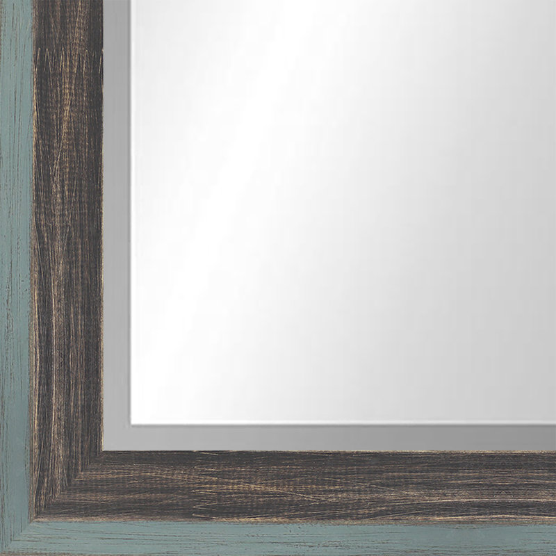 Country Colors II Solid Wood Rectangle Wall Mirror, Gray/Black, 44.5" x 34.5"