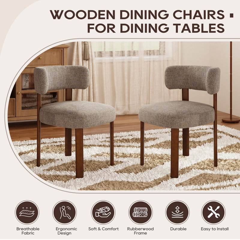 48.5cm H Upholstered Upholstered Back Side Chair, Camel Fabric