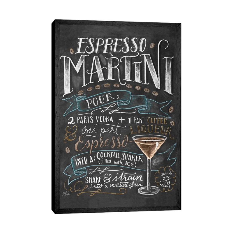 Espresso Martini Recipe by Lily & Val - Print on Canvas, Black Framed Canvas, 66.04 cm H x 45.72 cm W