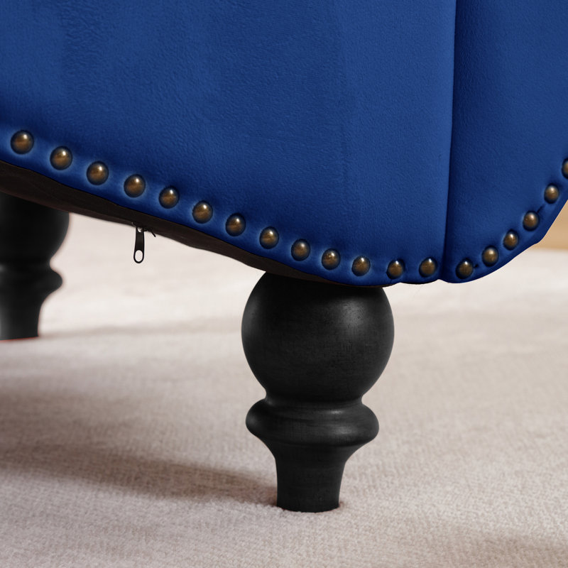 Velvet Chaise Lounge, Navy Velvet