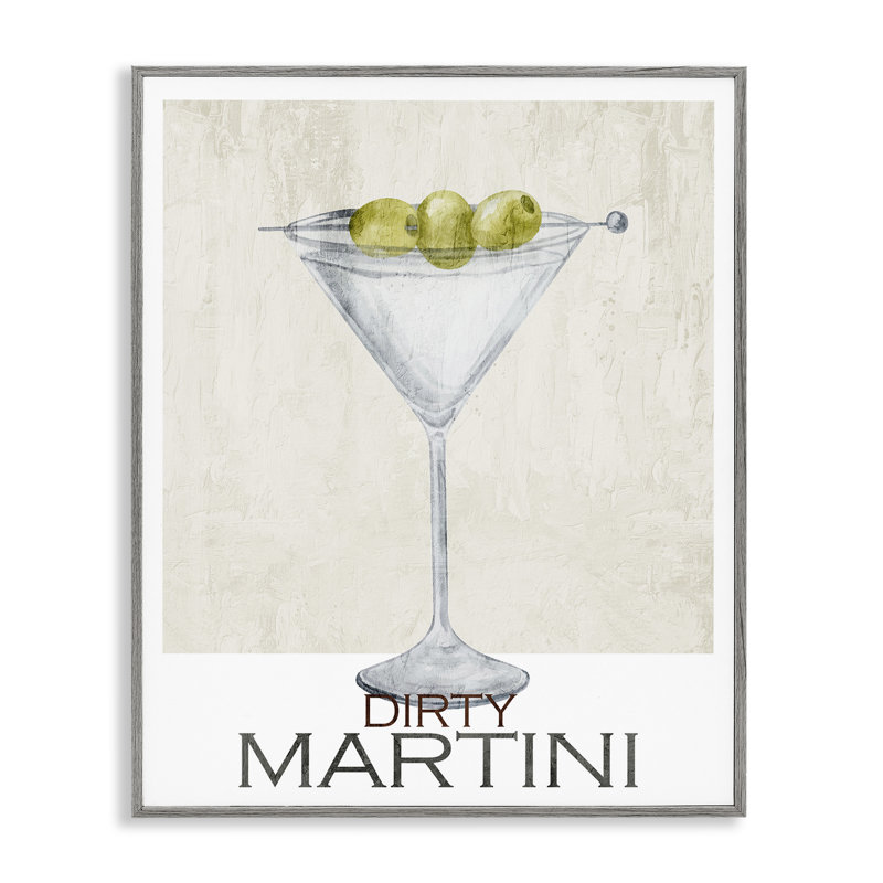 Dirty Martini Olives Framed Giclee, design by Kim Allen, Farmhouse Grey Giclee Framed, 30" H x 24" W