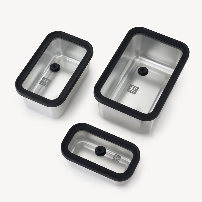 Eriana Stainless 3-pc Vacuum Box Assorted Stainless Container Set