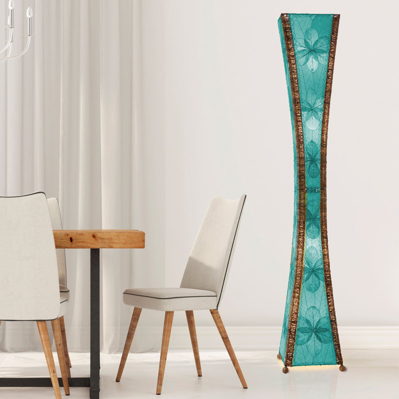 Quintan 72'' Black Column Floor Lamp, Sea Blue