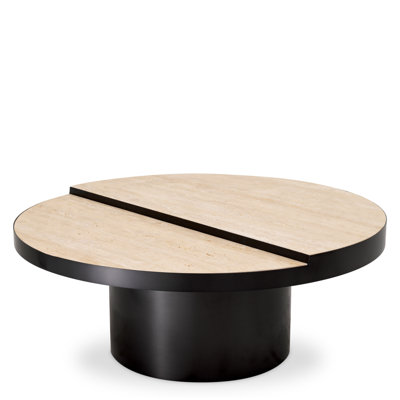 Coffee Table Excelsior Bronze Finish Travertine - Top