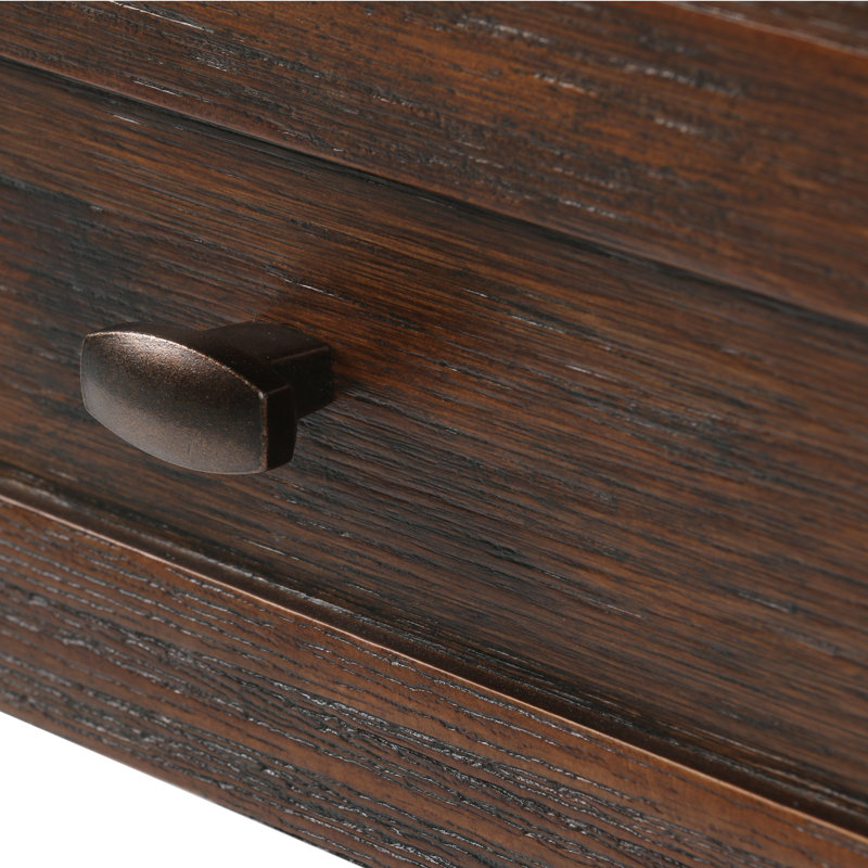 Distressed Charcoal Brown Solid Wood End Table with Storage