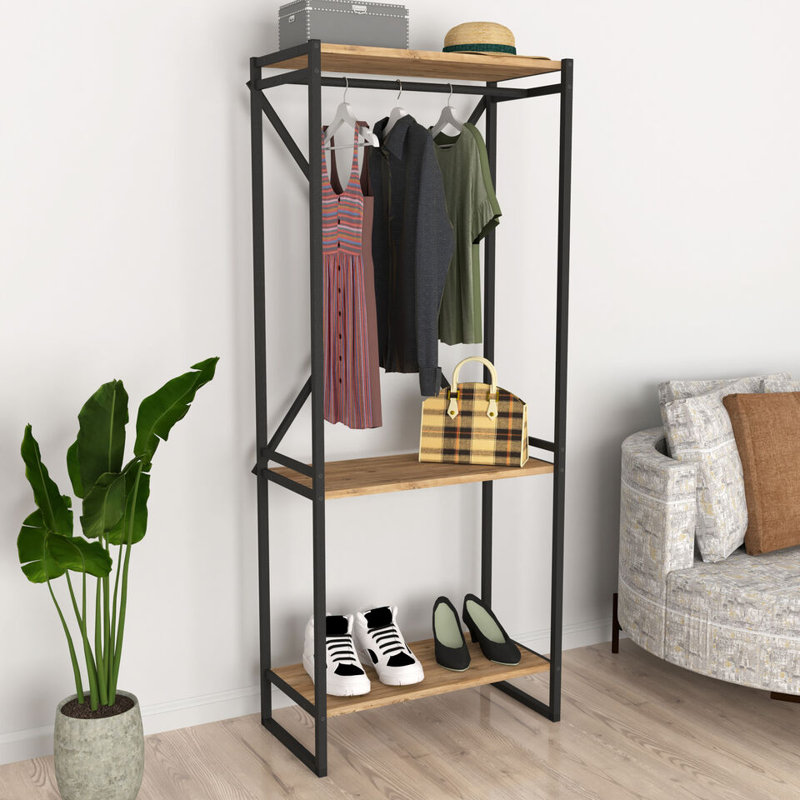 Ailynn Metal Freestandling Coat Rack, Pine