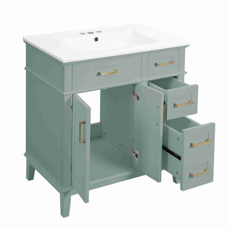 Meuble-lavabo moderne 30 po, Vert clair