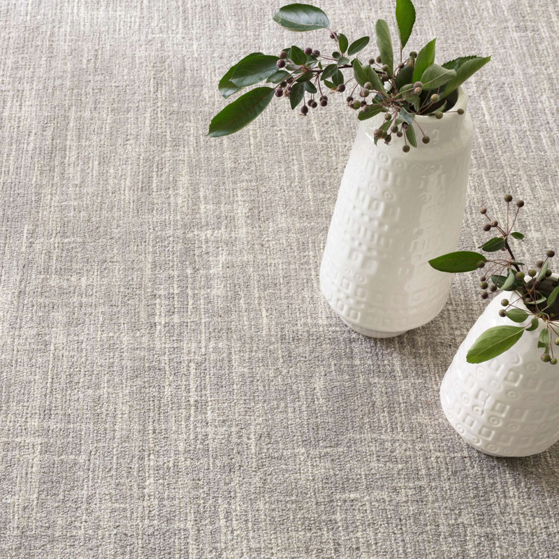 Crosshatch Dove Grey Hand Micro Hooked Wool Rug, Rectangle 4' x 6'